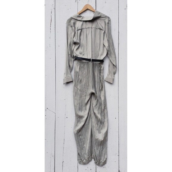 Joie Women Sage Green Long Sleeve Collared Belted Relaxed Jumpsuit Sz S - Picture 11 of 11